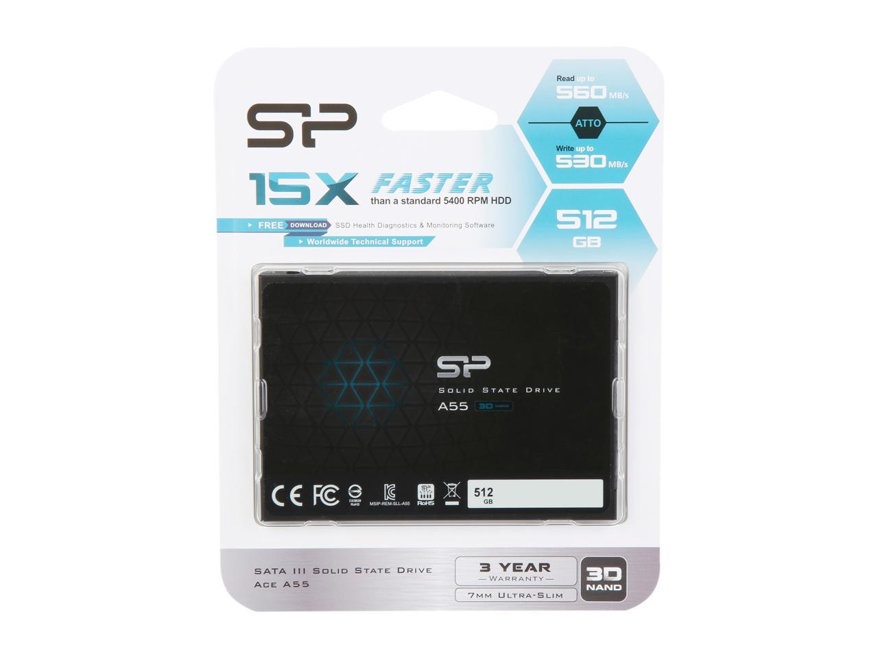 Disk SSD Silicon Power ace A55, 512GB 560MB/S sata iii 6GB/S, 2.5" 7mm