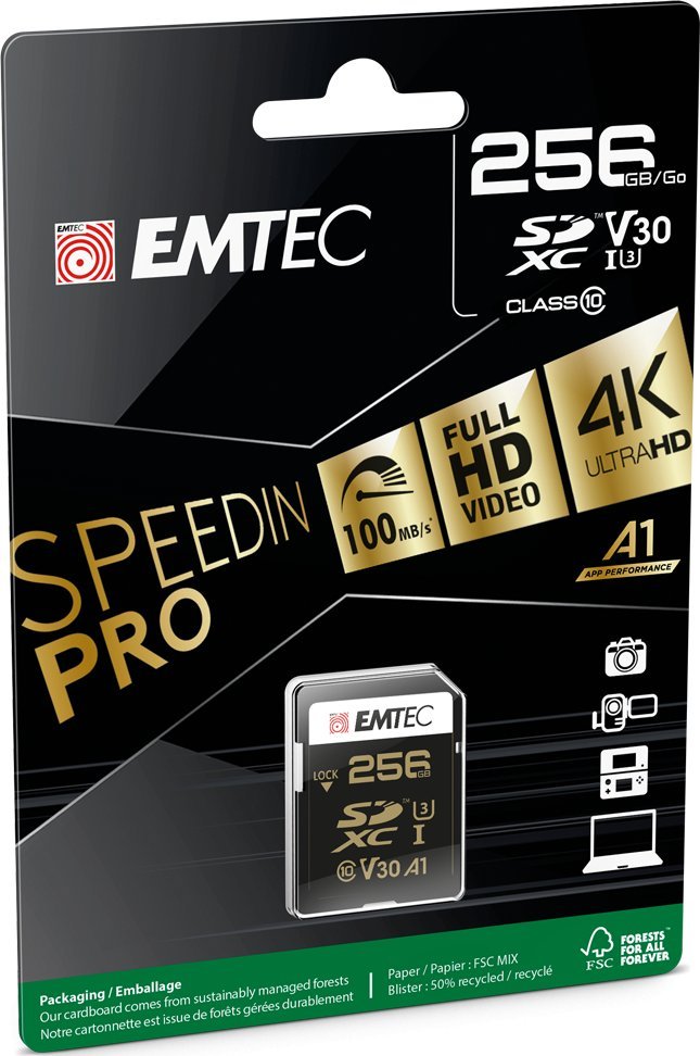 Kartë memorie Emtec ECMSD256GXC10SP, 256GB, SDXC UHS-I Class 10