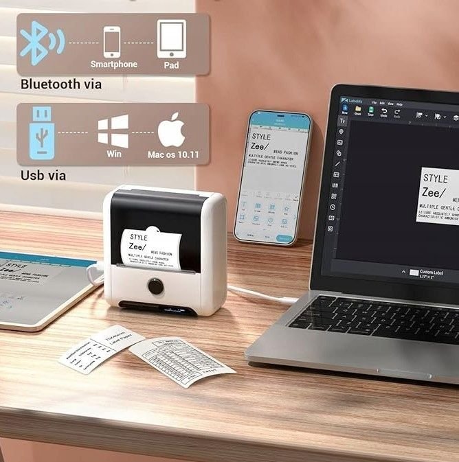 Printer etiketash Phomemo M200, termik, Bluetooth, i bardhë