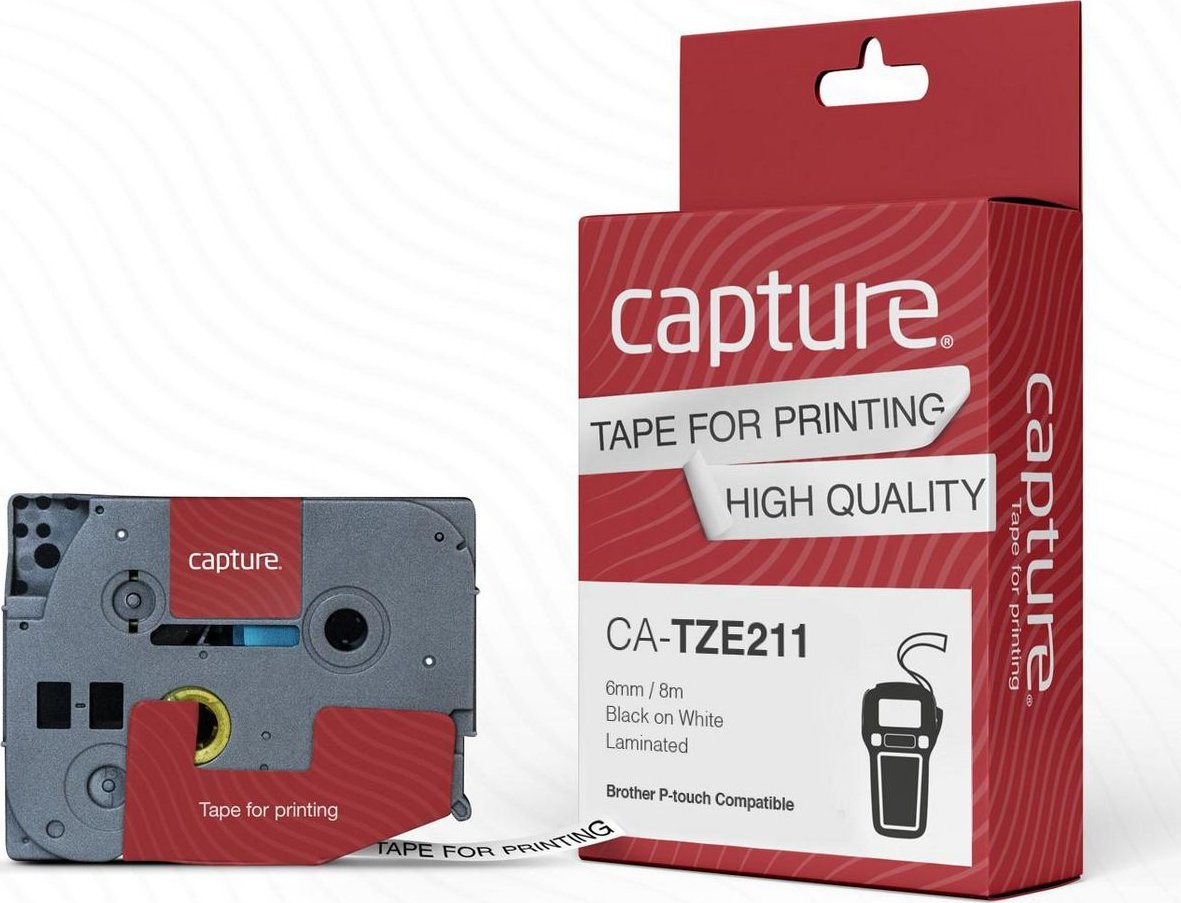 Леплива лента за етикетирање Capture CA-TZE211, 6mm x 8m, бела