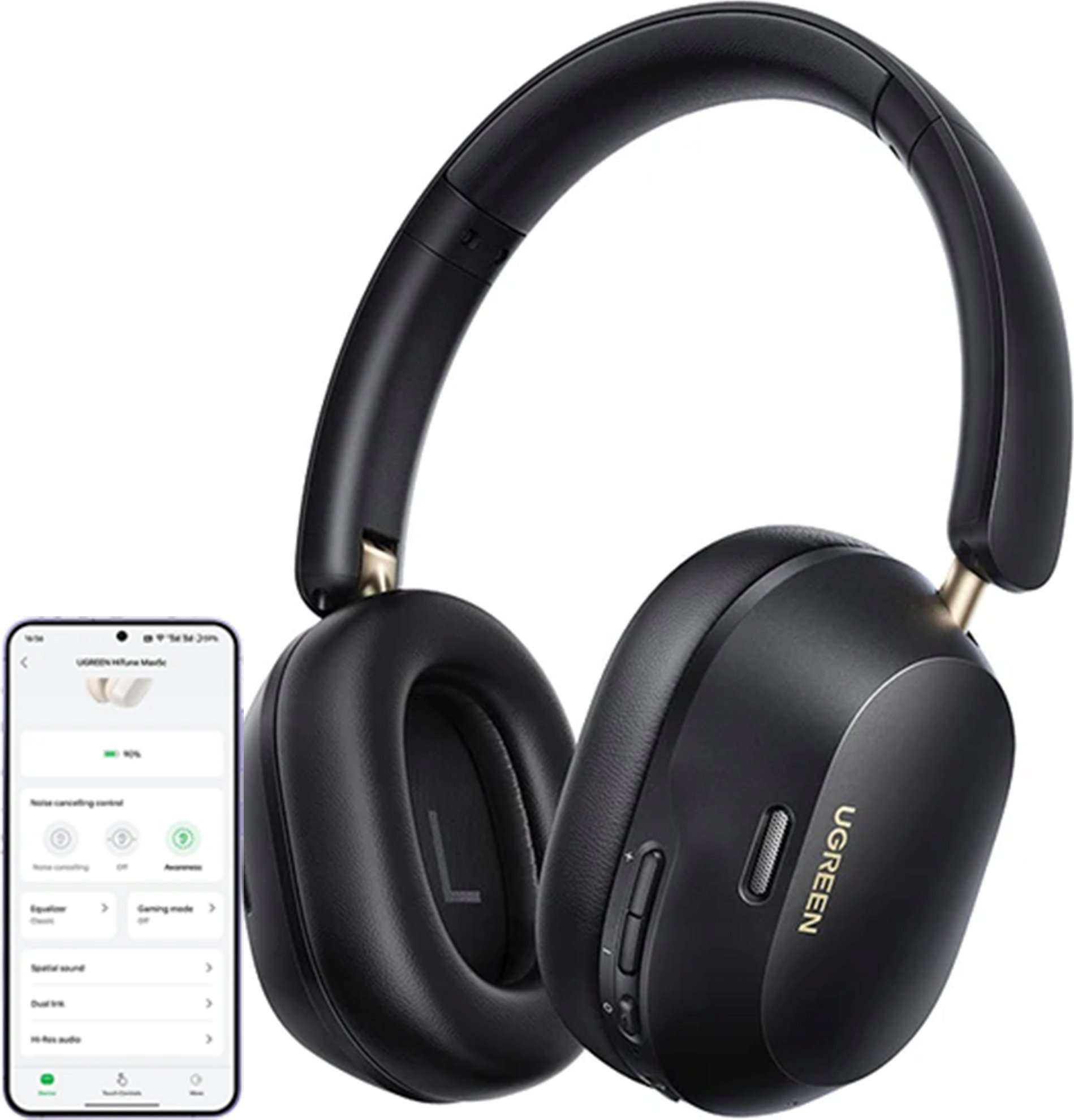 Kufje wireless Ugreen HiTune Max 5C, Bluetooth 5.4, ANC hibrid, të zeza 2
