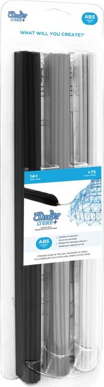 Set filamentesh 3Doodler ABS Color Set AB MONO 75, 75 shufra, 3mm, të zezë argjendtë dhe të bardhë