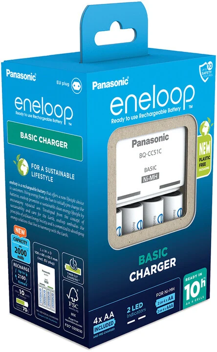 Karikues i baterive PANASONIC KJ51MCC40E + 4x bateri AA ENELOOP