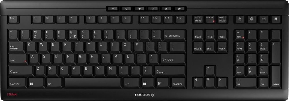 Tastierë CHERRY Stream Wireless Keyboard Universal, RF 2.4GHz, USB, e zezë