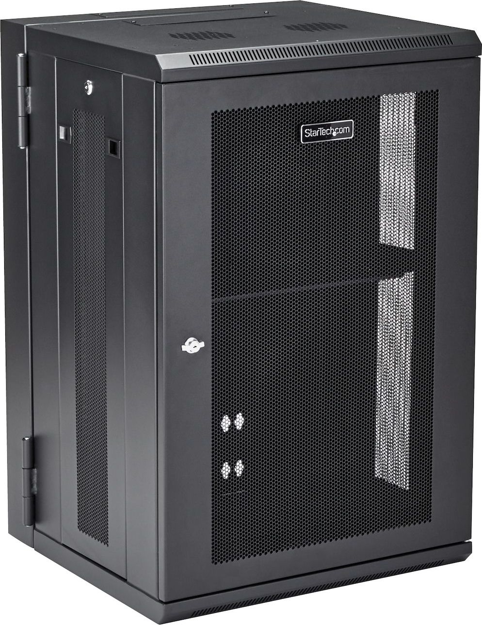 Kabinet rrjeti StarTech 4 Post 18U, montim në mur, me raft 1U, i zi
