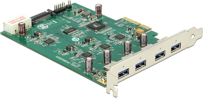 Kartë kontrolluese Delock 89325, PCI Express, 4x USB 3.0, e zezë