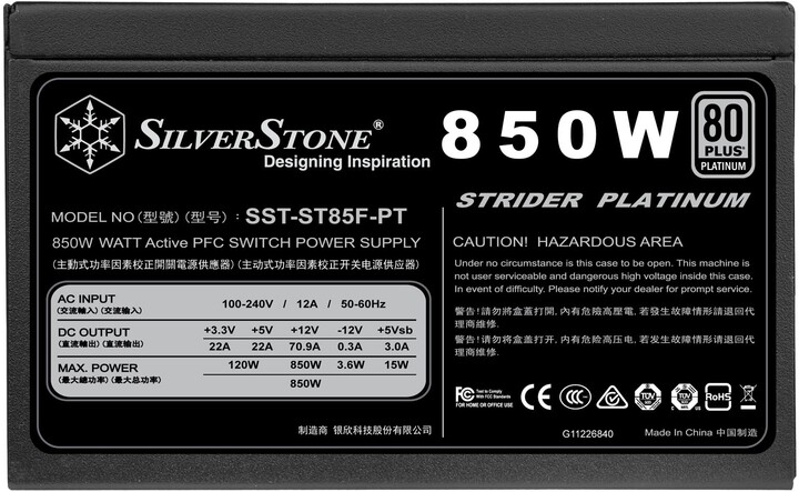Burim energjie SilverStone Strider Platinum SST-ST85F-PT , 850W