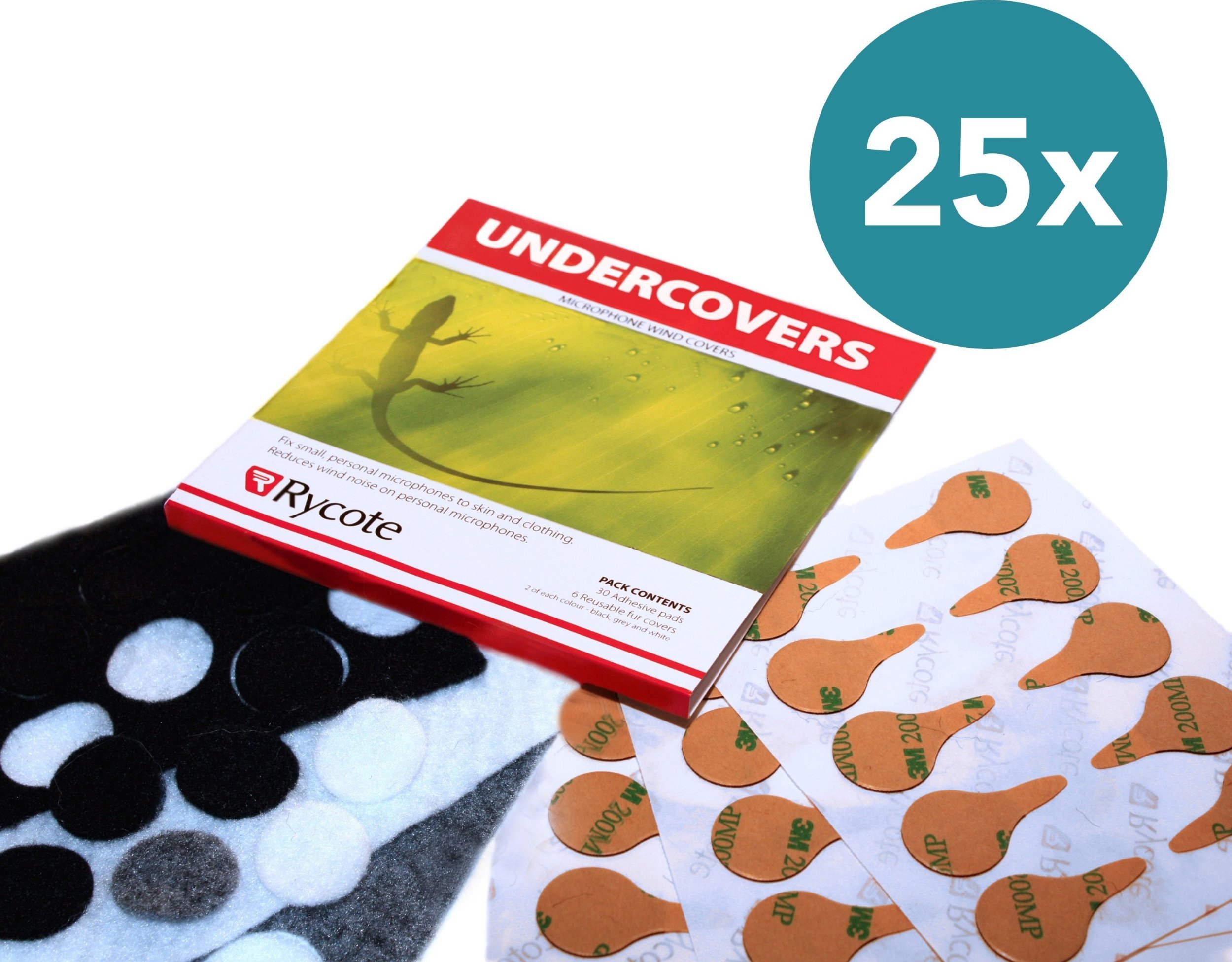 Mbrojtëse mikrofoni Rycote Undercovers Mix Colours, 25 pako, 30 copa