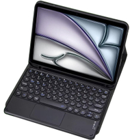 Mbulesë me tastierë Bluetooth me touchpad për iPad Air 13 Gen 6, lëkurë eko, me magnet, e zezë