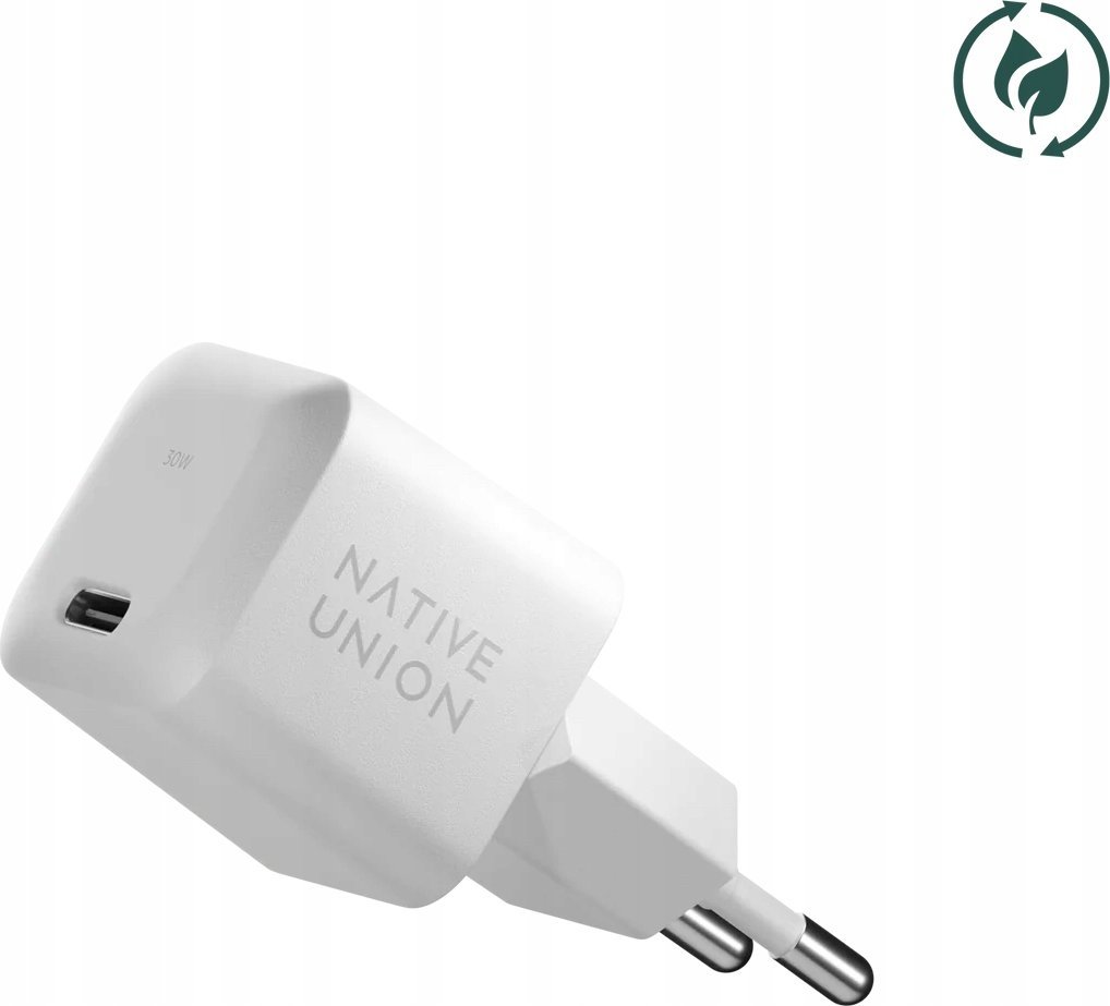 Полнач за ѕид NATIVE UNION Fast GaN Charger PD, 30W, USB C, бел