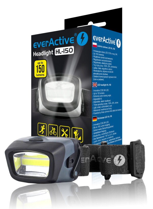 Fener frontal EverActive HL150, 150 lumene, 3W COB, i zi