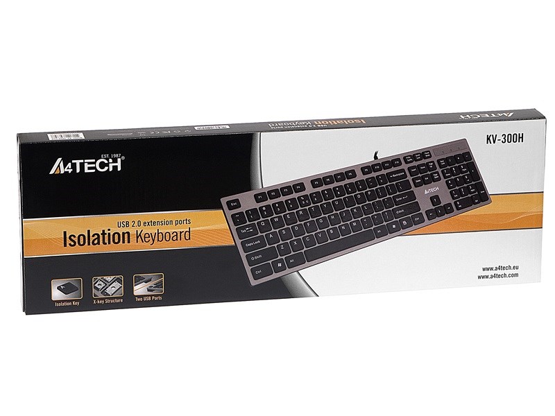 Tastierë universale A4 Tech KV-300H, USB, e hirtë, e zezë