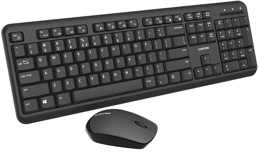 Set tastierë dhe maus wireless Canyon, 2.4 GHz, 1200 DPI, i zi