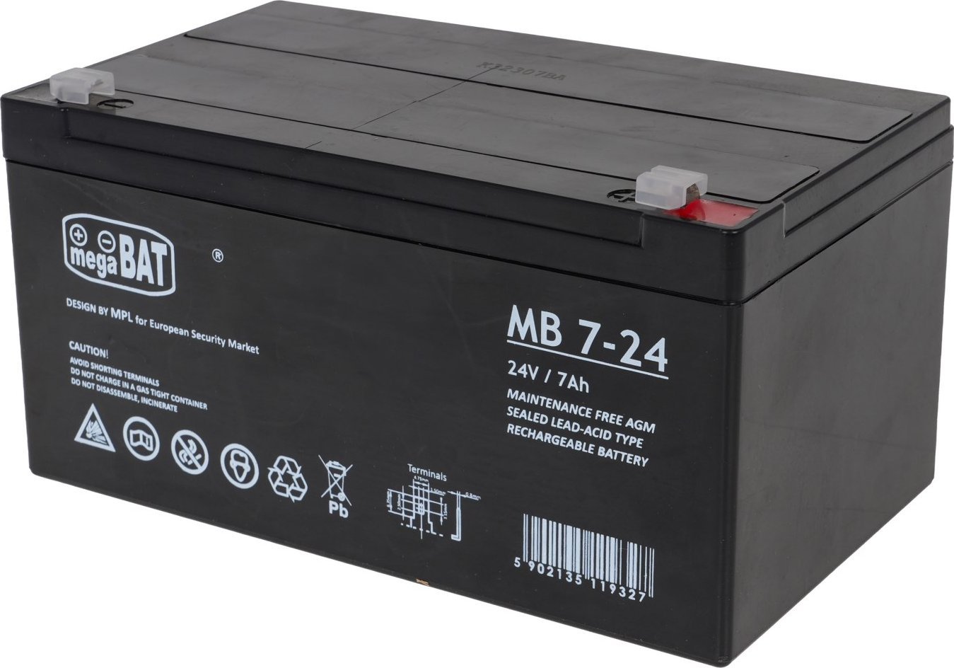 Bateri MEGABAT VRLA MB 7-24, 12V, 7Ah, gri