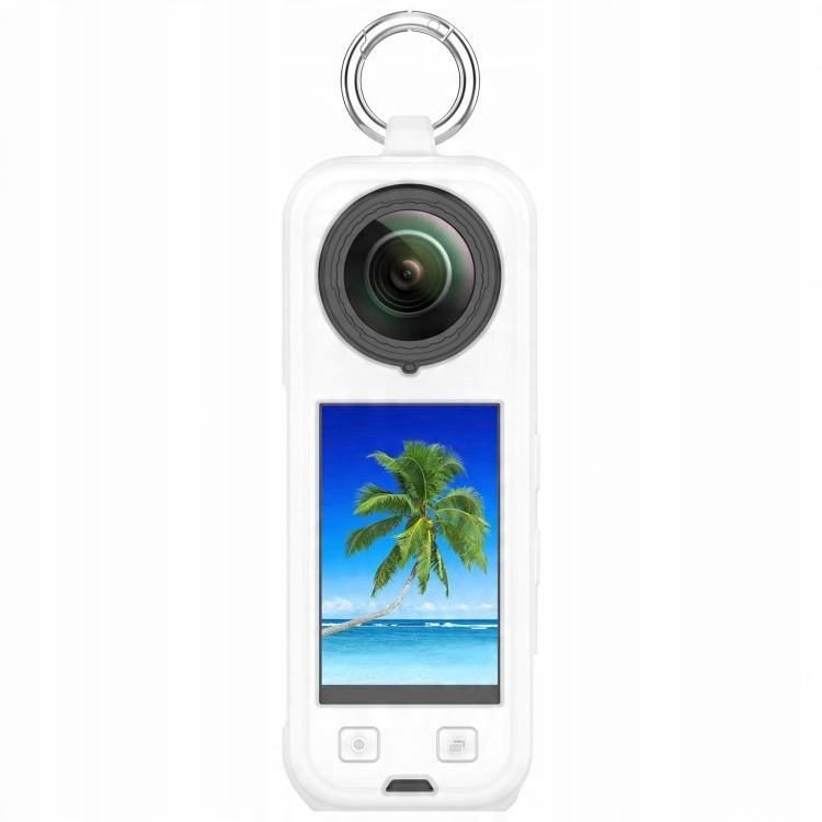 Mbrojtëse silikoni Puluz SYA002918301A për Insta360 X5, me karabiner, e bardhë