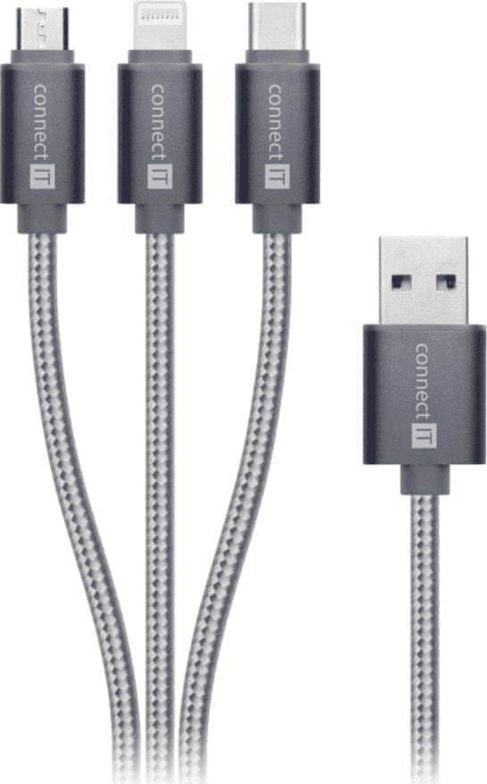 Kabllo Connect IT USB-A në Lightning, 1.2 m, gri (CI-1229) – për karikim dhe transferim të dhënash