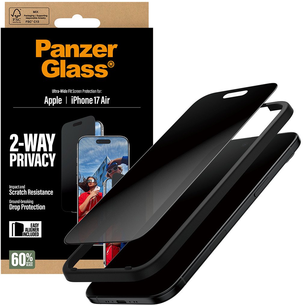 Заштитно стакло PanzerGlass 2 Way Privacy, iPhone Air, Ultra Wide Fit, проѕирно