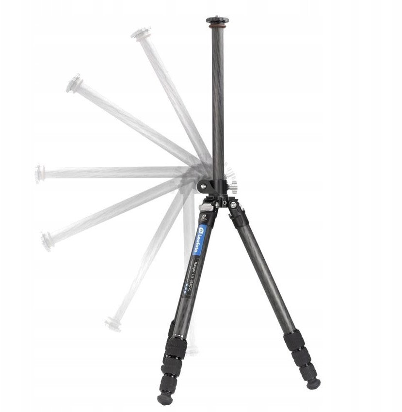 Tripod fotografik Leofoto LS-284CVL, fibra karboni, kollonë qendrore laterale, i zi