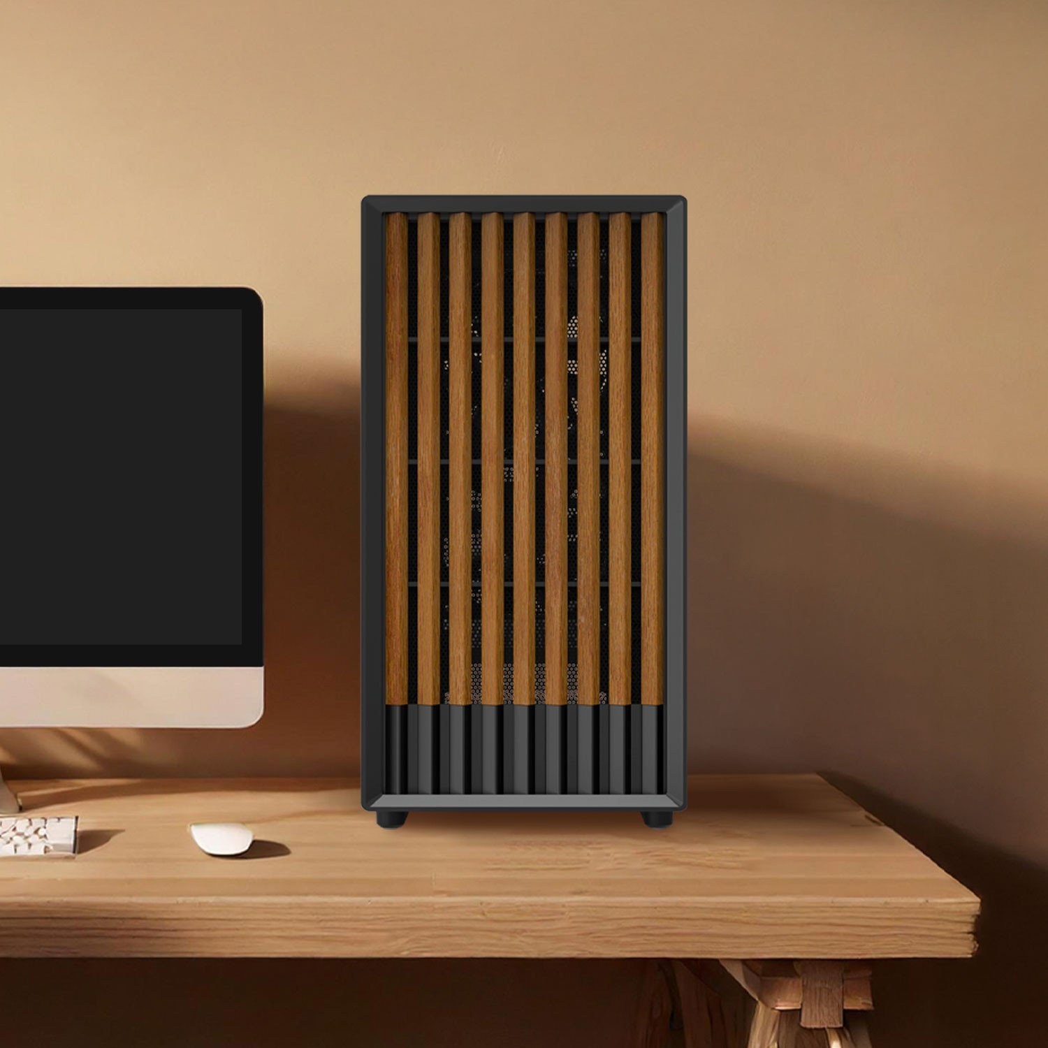Kuti PC Zalman P10 Namu, mini tower MATX, xham i temperuar, e zezë me dru