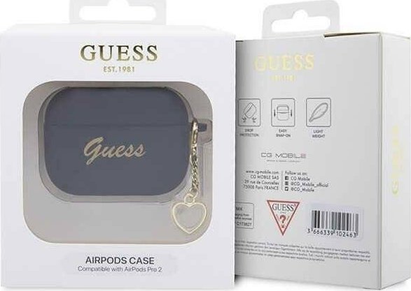 Mbulesë Guess GUAP2LSCHSK për Apple AirPods Pro 2, silikon, koleksioni Silicone Charm, e zezë