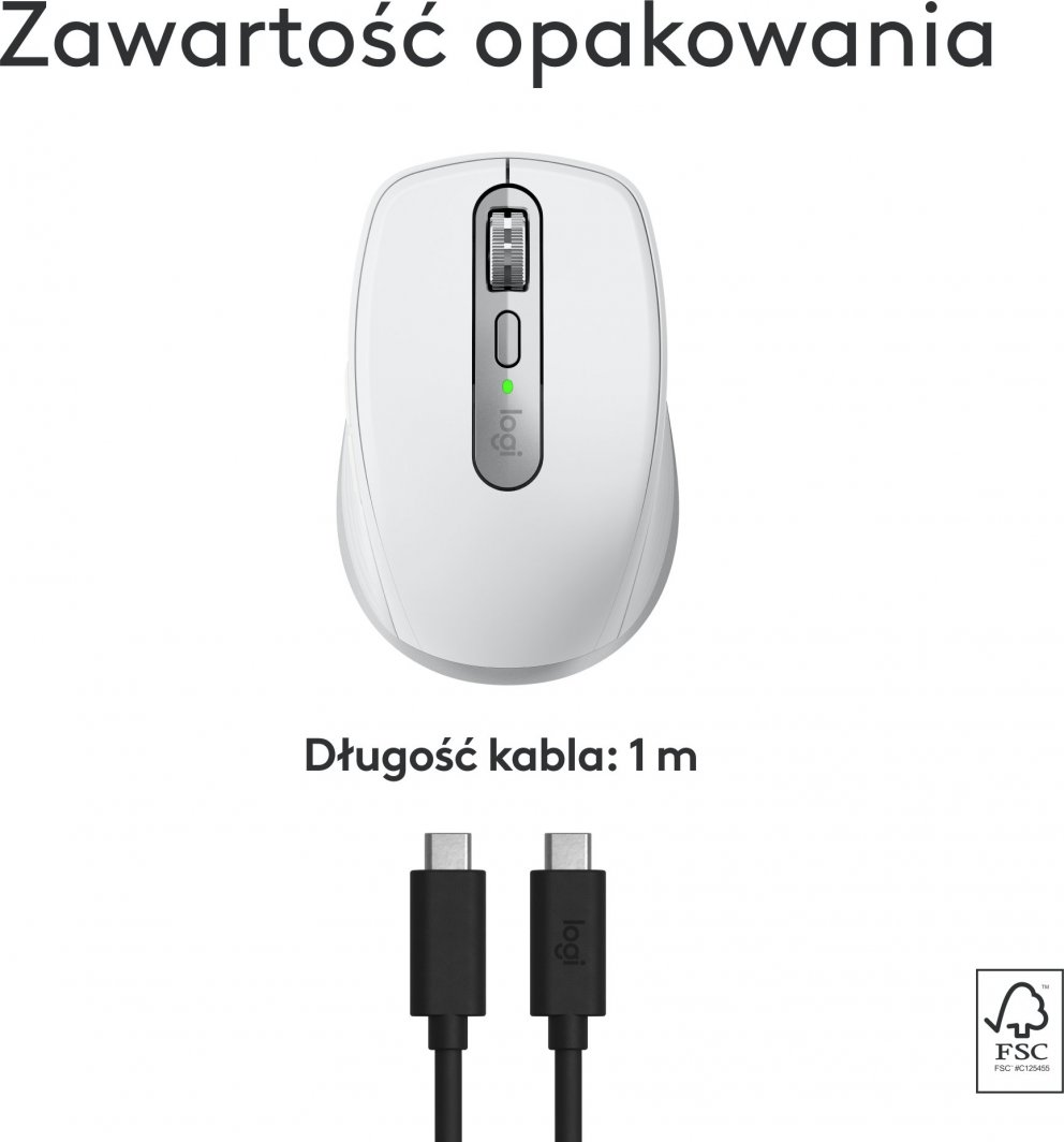 Maus Logitech Anywhere, wireless, Bluetooth, USB-C, i hirt