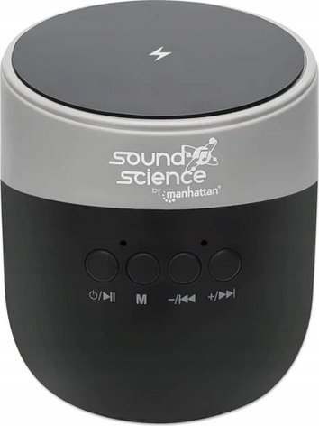 Altoparlant Bluetooth Manhattan Metallic, 3W, bazë karikimi wireless, argjendtë