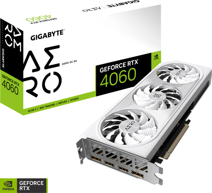 Kartelë grafike GIGABYTE GeForce RTX 4060 AERO OC 8G, 8GB GDDR6