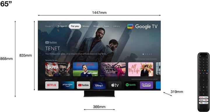 Televizor TCL 65C845 - 65" (164cm), 4K UHD, i zi