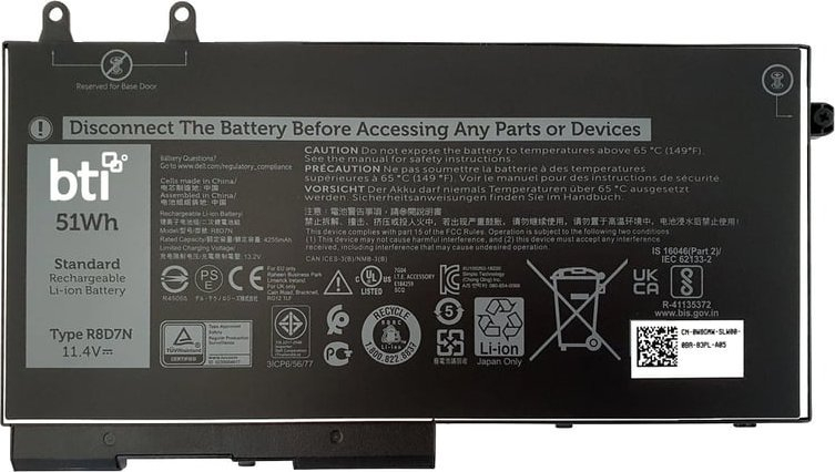 Bateri për laptop BTI Dell Latitude 5420 Rugged, 51Wh, 11.4V, 3 qeliza