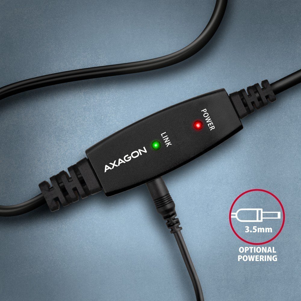 Kabllo USB Axagon ADR-215B, USB-A në USB-B, 15 m, e zezë