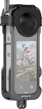 Kuti mbrojtëse metalike Puluz për Insta360 X, set 2 copë, me kapak lenteje, e zezë