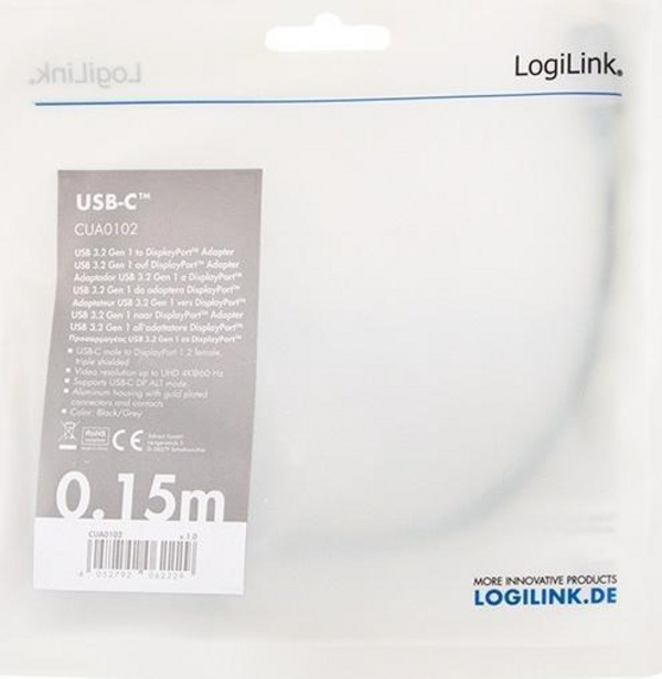 Përshtatës USB dhe USB-C LogiLink 60 Hz, Alumini 0,15 m, e hirtë