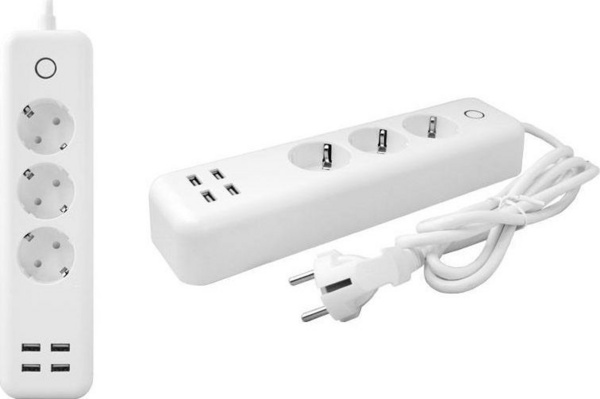 Shirit inteligjent Tuya Remote Network Extension Cord, WiFi, 4x prizë 4x USB, i bardhë
