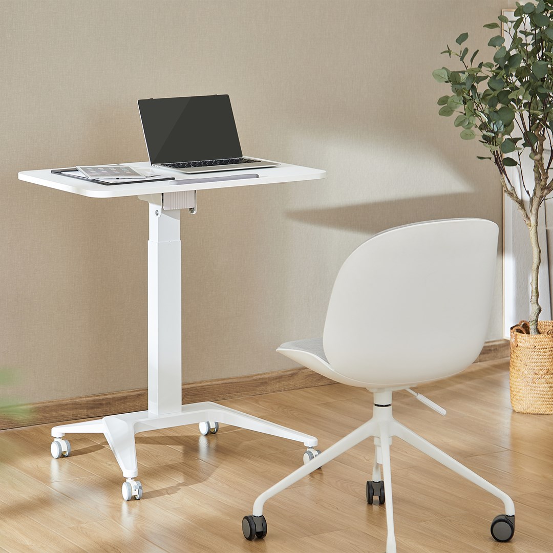 Tavolinë mobile për laptop Maclean MC-453W, 80x52 cm, rregullim pneumatik i lartësisë, e bardhë