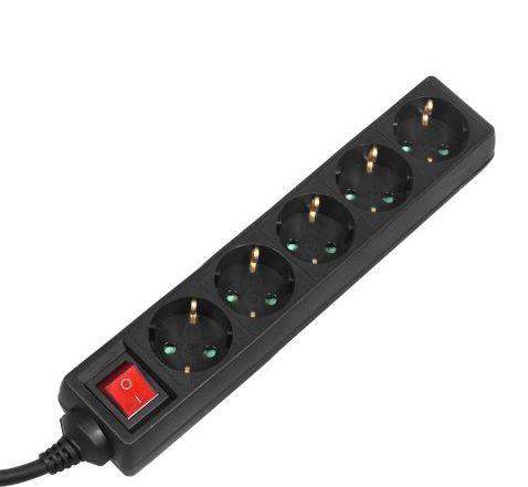 Kabllo vazhduese Maclean MCE227, 5 priza, 5m, e zezë