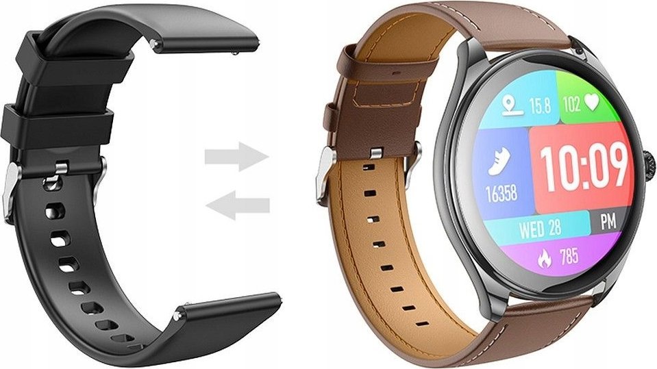 Smartwatch Hoco Y22, ekran 1.43" AMOLED, funksion thirrjesh, i zi