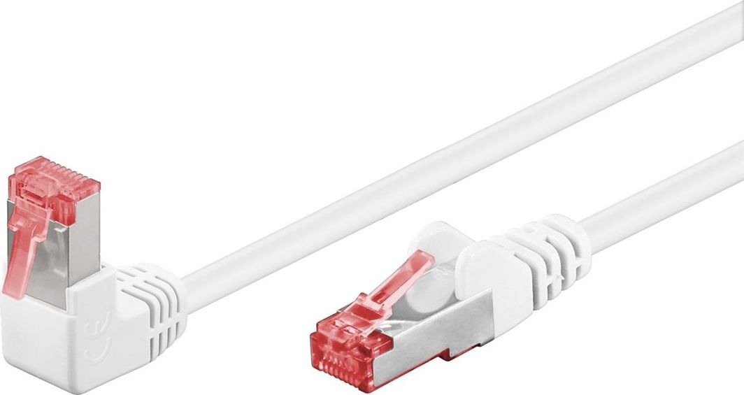 Kabllo rrjeti Goobay Patchcord S/FTP Cat6, 0.5m, RJ45 90°, e bardhë