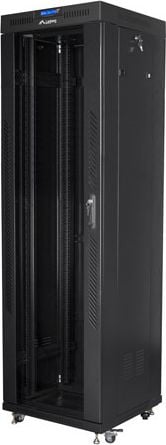 Мрежен кабинет Lanberg Standing Cabinet 19" FF01-6642-12BL, 42U, панел за вентилација, црн