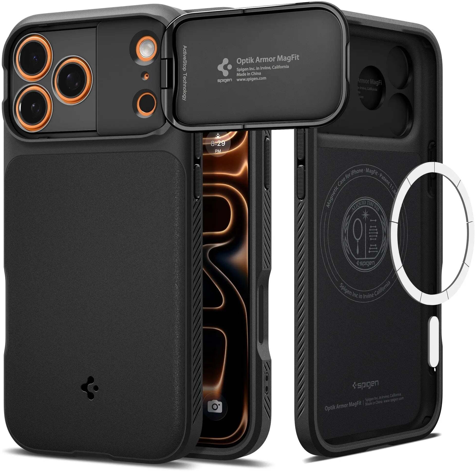 Mbulesë telefoni Spigen Optik Armor MagSafe, për iPhone 17 Pro Max, e zezë