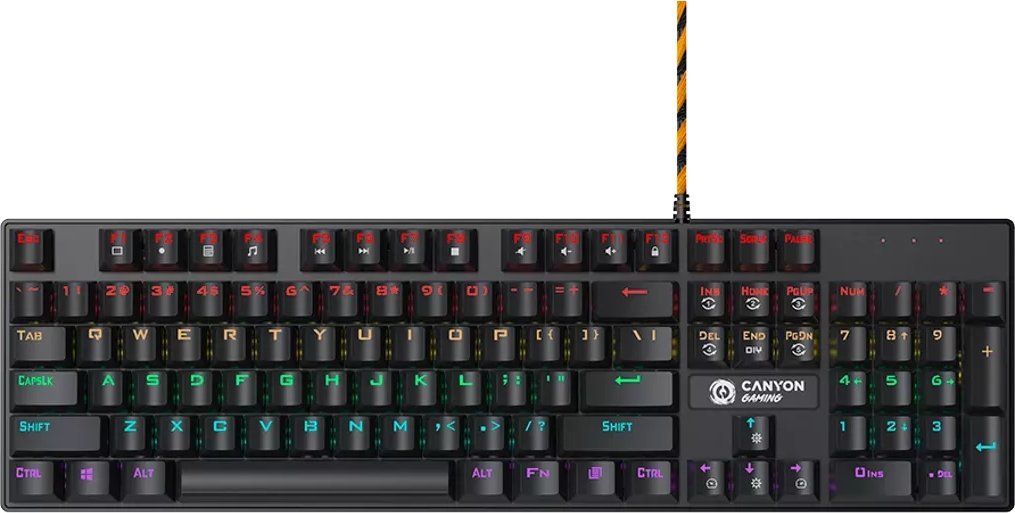 Tastierë gaming Canyon Deimos GK 4, me kabllo, LED Rainbow, e zezë