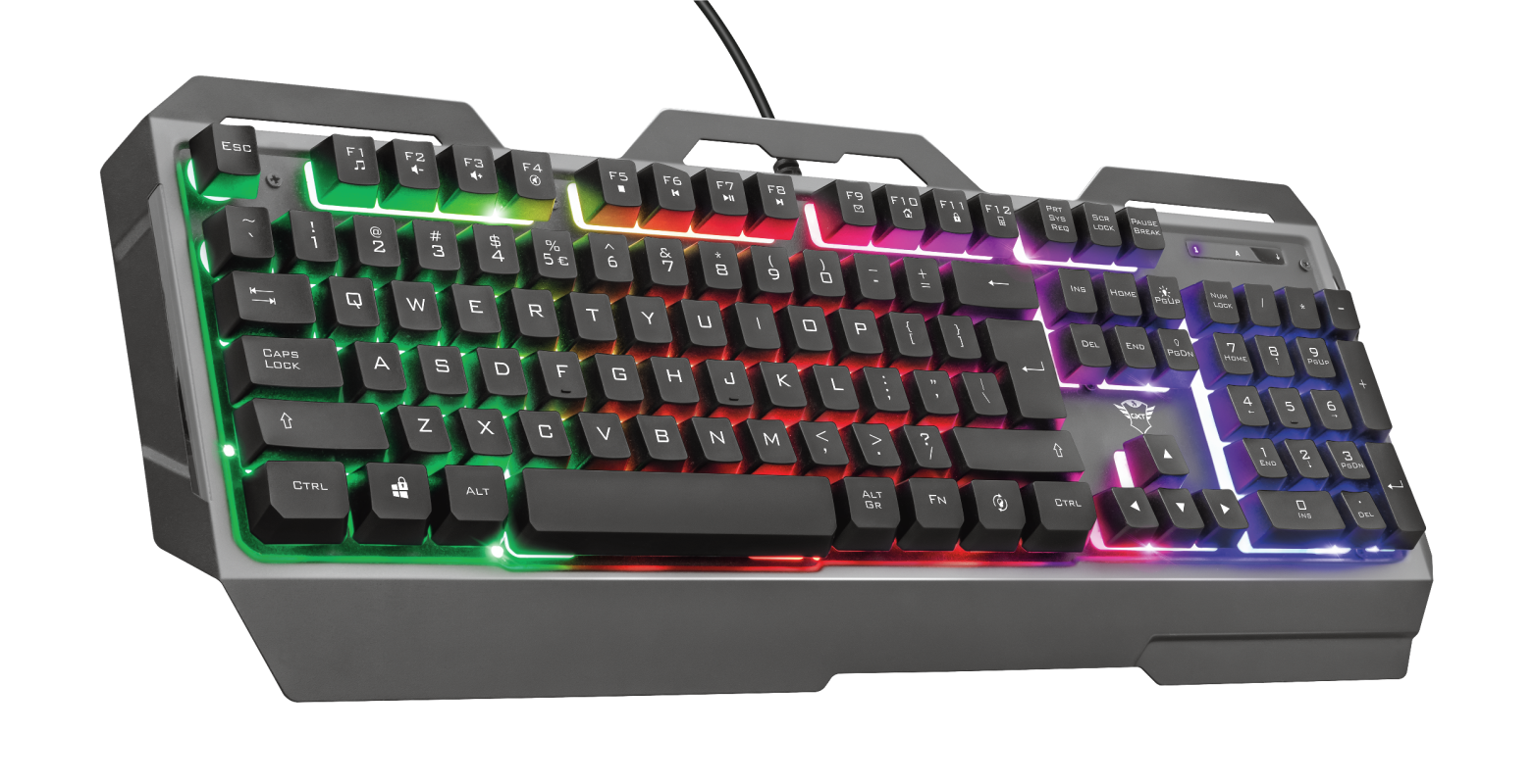 Tastierë gaming Trust GXT856 Torac, me kabllo USB, ndriçim rainbow, e zezë