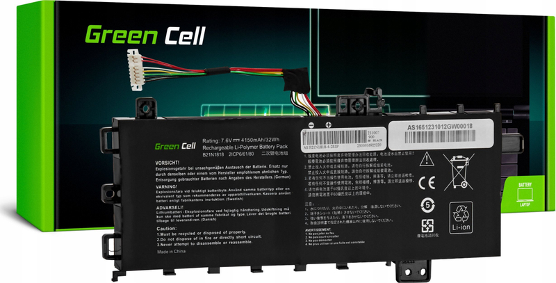 Bateri laptopi Green Cell GC AS165, 7.6V, 4150mAh, për Asus VivoBook 15