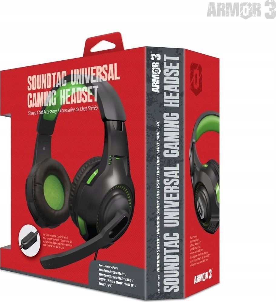 Kufje gaming SoundTac Universal, 3.5mm, me mikrofon, të zeza