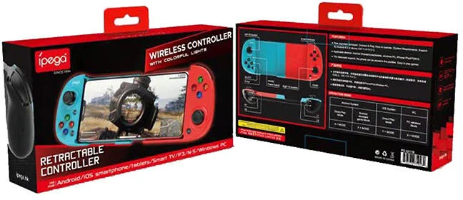 Kontroller iPega për Android/PS 3/Nintendo Switch/Windows PG - 9217B, i kuq / kaltër