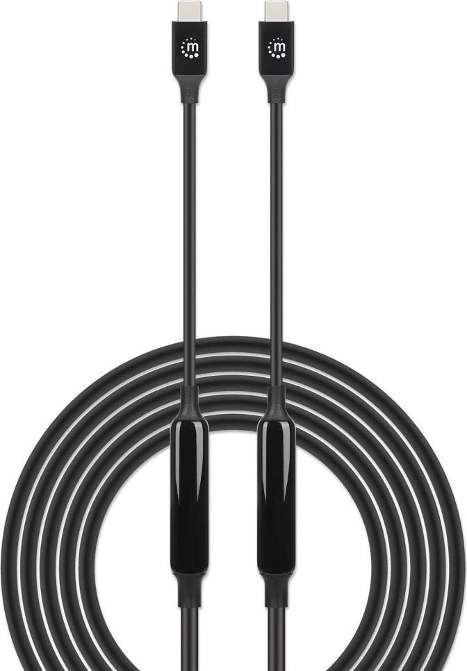 Kabllo USB C Manhattan, 3m, USB 3.2 Gen2 10Gbps, 3A Fast Charging, e zezë
