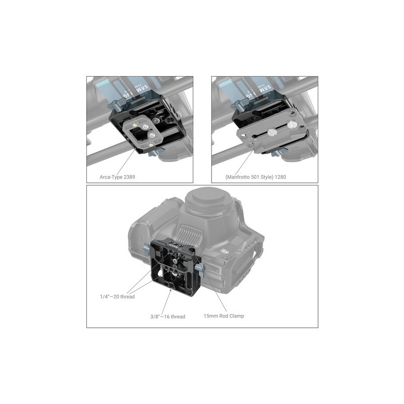 SmallRig Baza universale LWS me mbajtës dyfishtë 15mm