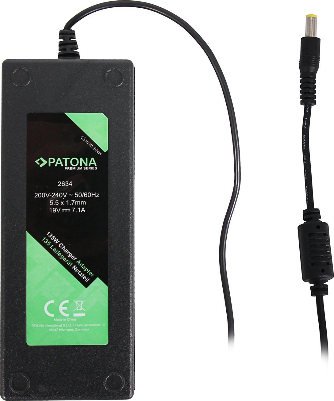 Adaptor karikues PATONA Premium 135W, për laptop Acer, me kabllo, i zi