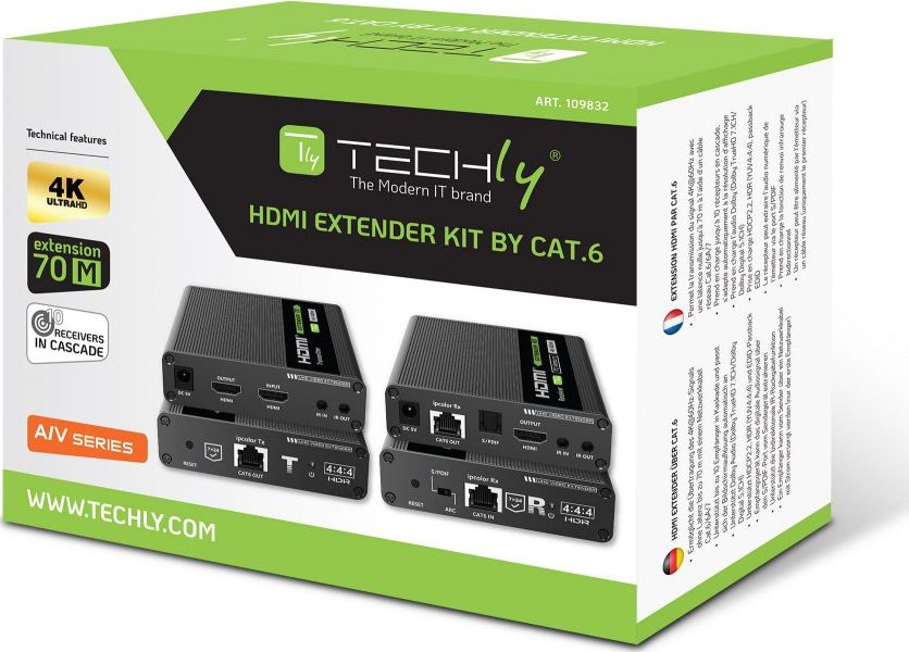 Extender HDMI Techly 4K, deri 70m, Cat.6/6A/7, i zi