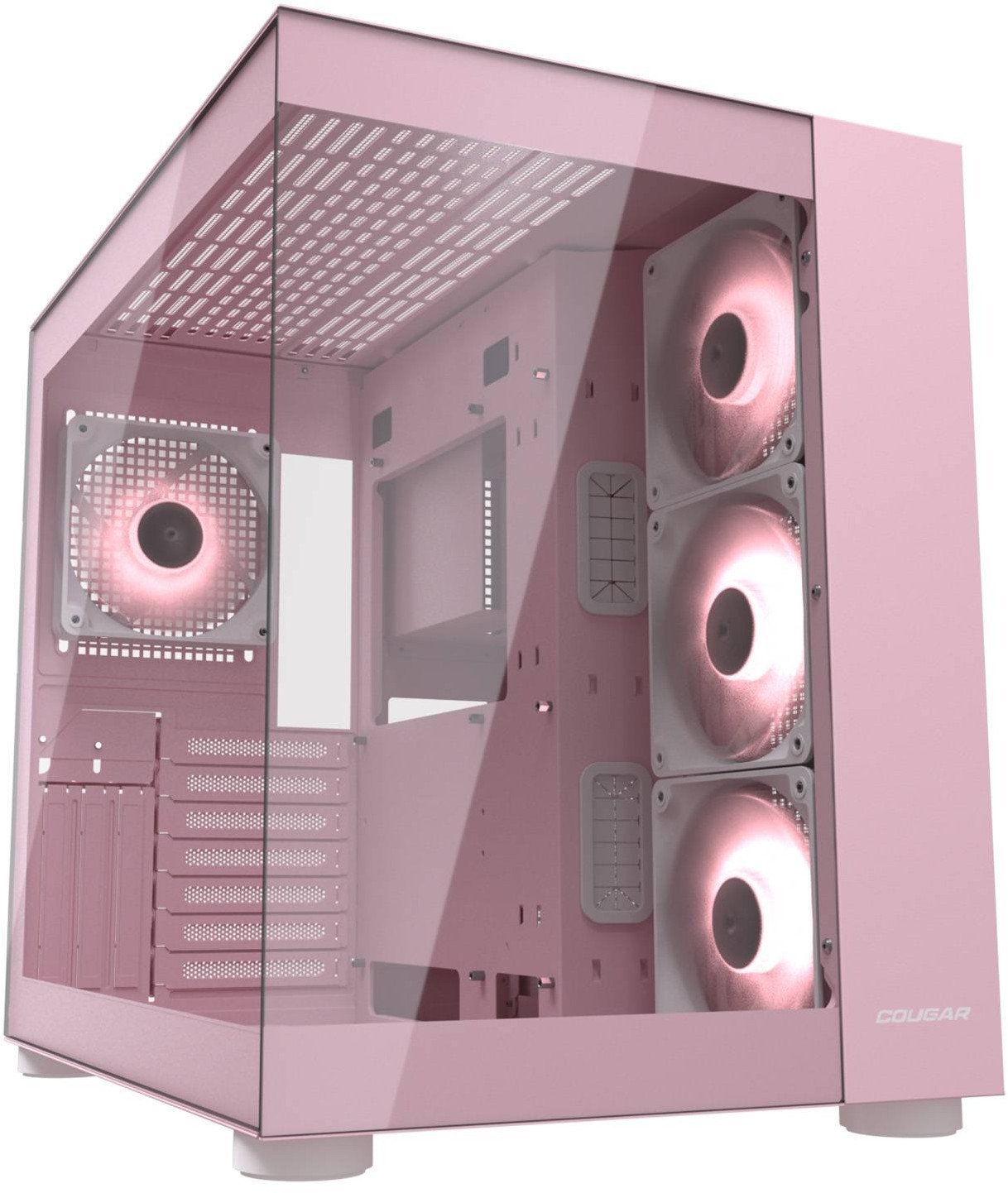 Куќиште за компјутер Cougar FV150 ARGB, MIDI Tower, розово