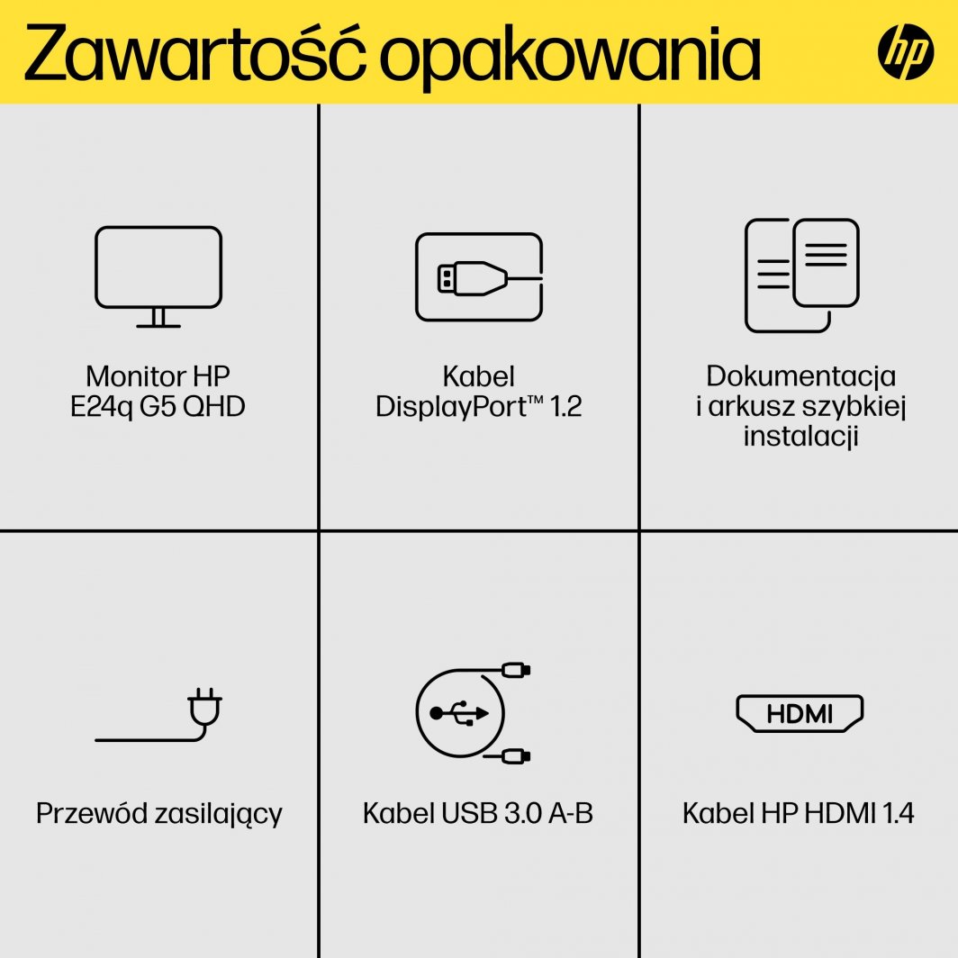 Monitor HP E24q G5, 23.8", 2560 x 1440 (WQHD), 75Hz, i zi / i argjendtë